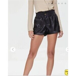 NWT Forever 21 Faux Leather Black Woven Shorts Size Small Grunge Rock Goth